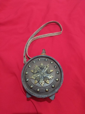 Traditional wooden flask like new with grape embossed decoration