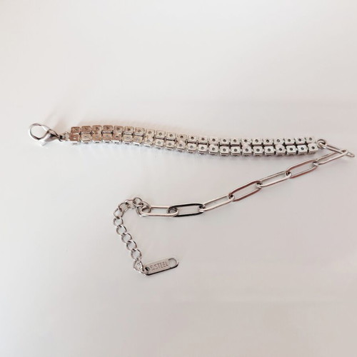 Stainless Steel Tennis Bracelet new with zirconia, adjustable 11-22 cm