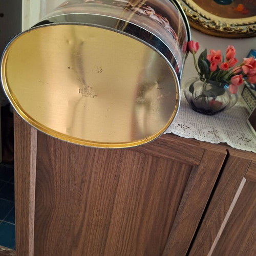 Metal waste bin vintage 60s used, luxurious for office