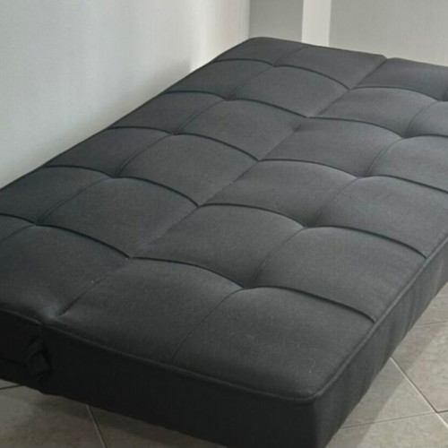 Three-seater sofa bed, dark grey, with gifts