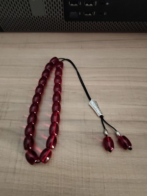 Handmade worry beads with acrylic beads and silver shield
