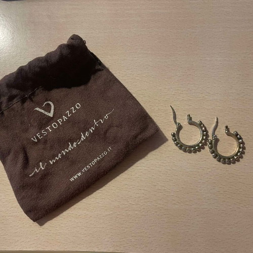 Vesto Pazzo handmade silver-plated hoop earrings used, hypoallergenic
