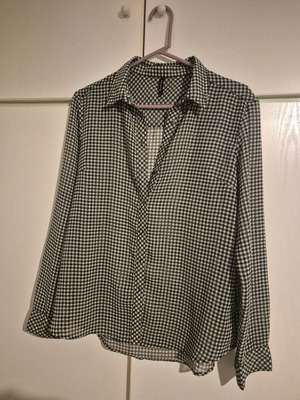 Stradivarius shirt used, checkered, transparent, size XL