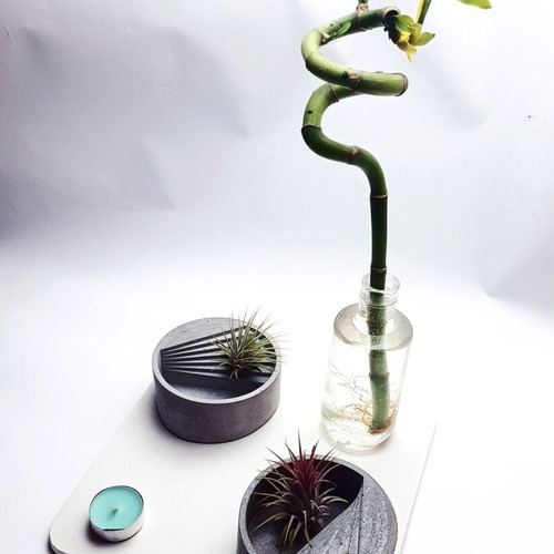 Handmade cement decorative piece, candle holder, 10.5 cm diameter