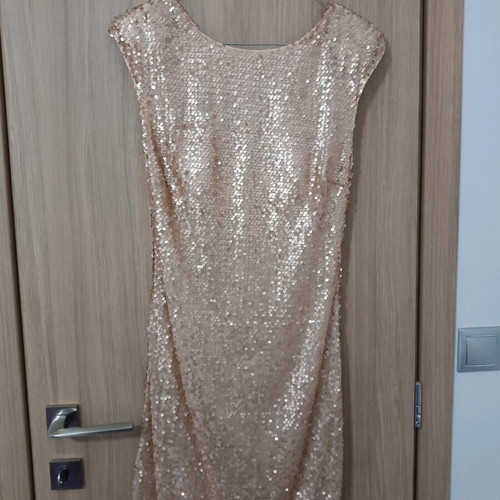 Attrattivo mini dress new, full bead pink/gold size M
