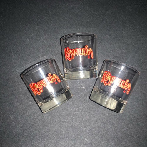 Set of 3 Kahlúa logo shot glasses used