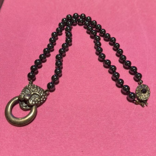 Hematite necklace vintage, 50 cm with safety clasp