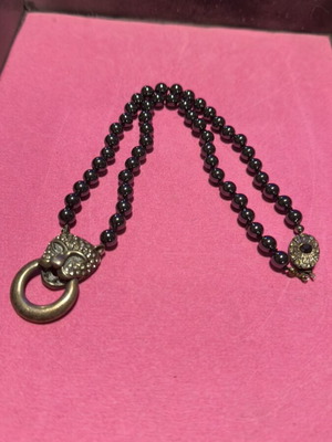 Hematite necklace vintage, 50 cm with safety clasp
