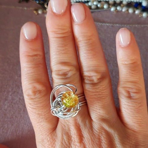 Handmade ring like new made of wire for jewelry