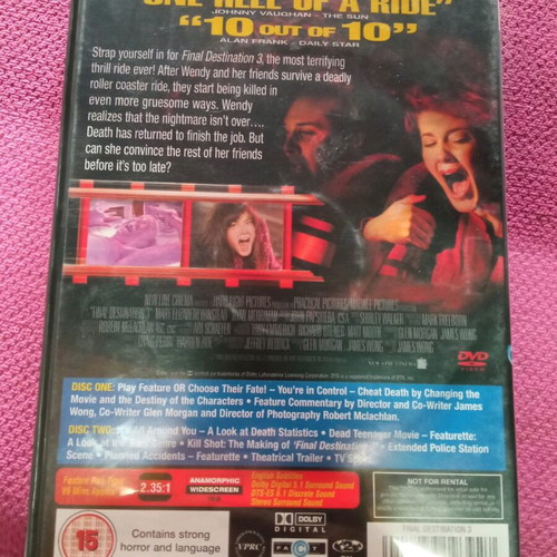 Final Destination 3 DVD like new, 2 disc thrill ride edition