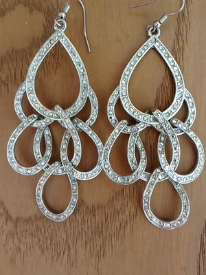 Large earrings with silver rhinestones like new