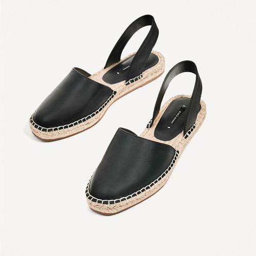 Zara slingback espadrilles size 38 used, black faux leather