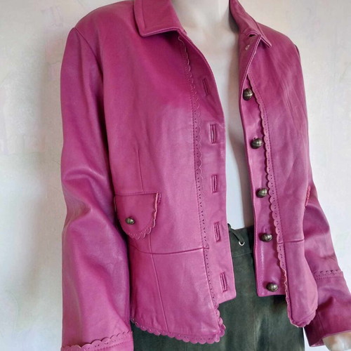 Vintage purple leather jacket Tintoretto used, size L