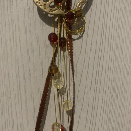 Hanging pomegranate charm new with gold and red ribbon