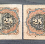 25 Drachma Banknotes Split Used, 2 Pieces