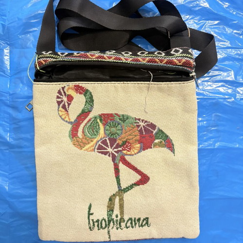 Fabric shoulder bag Boho ethnic Tropicana flamingo design new