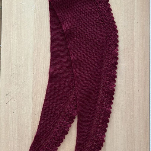 Hand-Knit Burgundy Lace Shawlette new