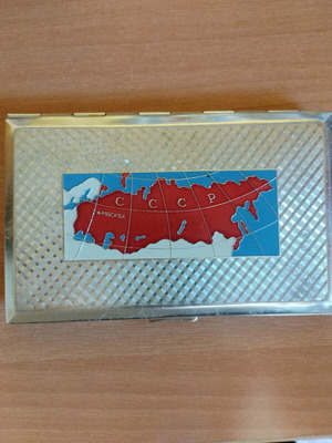 Ταμπακερα vintage CCCP δεκαετίας 80' με ανάγλυφο σχέδιο χάρτη της Σοβιετικής Ένωσης σαν καινούργιο