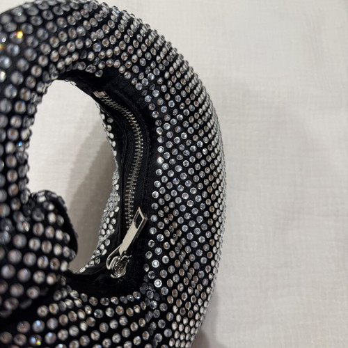 Crystal hand bag like new, black shiny