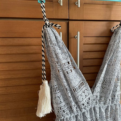Boho Chic Crochet Beach Dress Cover-up Like New With Tassels