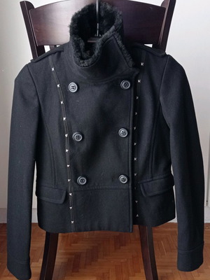 Πανωφόρι Zara N' Large μεταχειρισμένο, κοντό με γούνα και τρουκς μαύρο