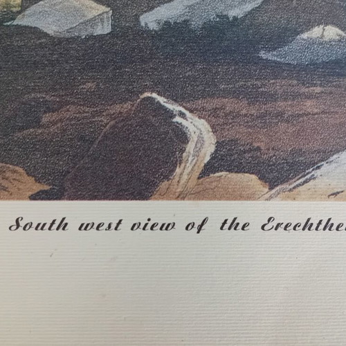 Engraving of Erechtheion used, color print by E. Dodwell