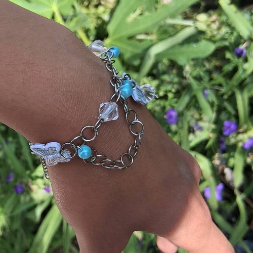 Fairycore Butterfly Bracelet with Delicate Crystals and Handmade Design