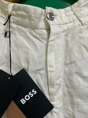 Boss men's pants white 100% linen new slim fit size 48 small