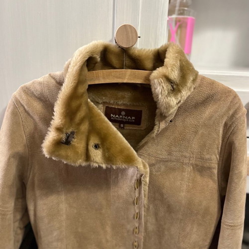 Naf Naf leather mouton coat used, size S, beige