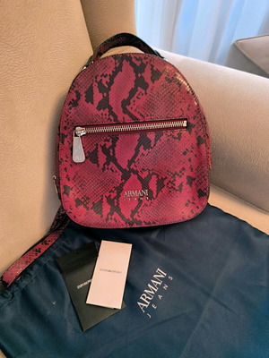 Armani Jeans backpack used, medium size, black and red