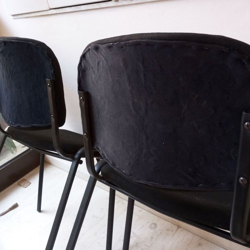 Visitor chairs used, simple black, set of two with metal frame