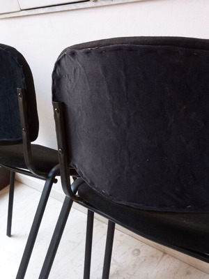 Visitor chairs used, simple black, set of two with metal frame