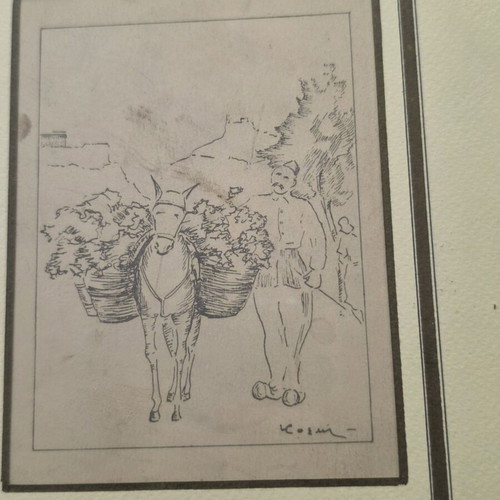 Pair of original signed drawings by Georgios Kosmadopoulos used
