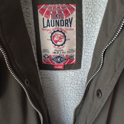 Tokyo Laundry men's parka jacket XL used, khaki with sherpa lining