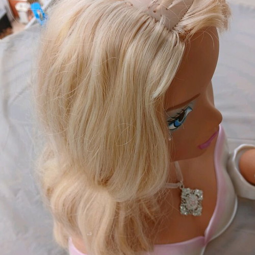 Doll head styling set with hairdressing accessories used