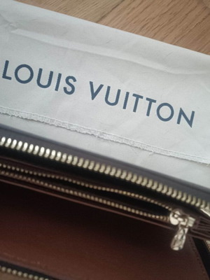 Louis Vuitton Unisex Wallet new, beige and brown, with fabric case