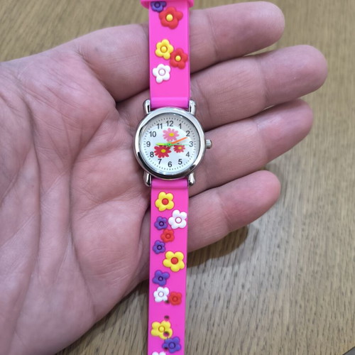 Kids Watch Pink Silicone with Flower Design New