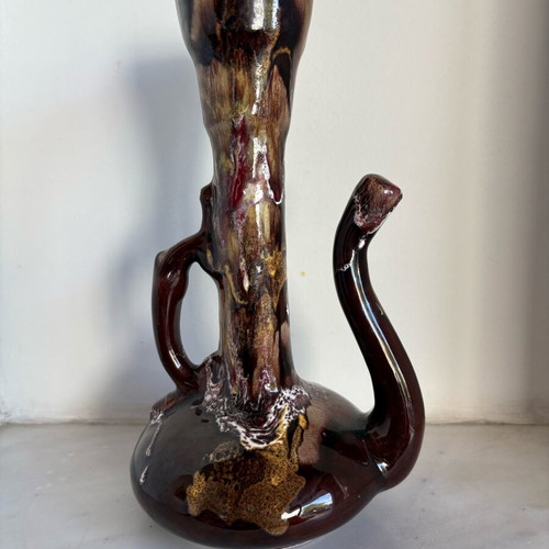 Vintage Vallauris ceramic jug used, height 27 cm