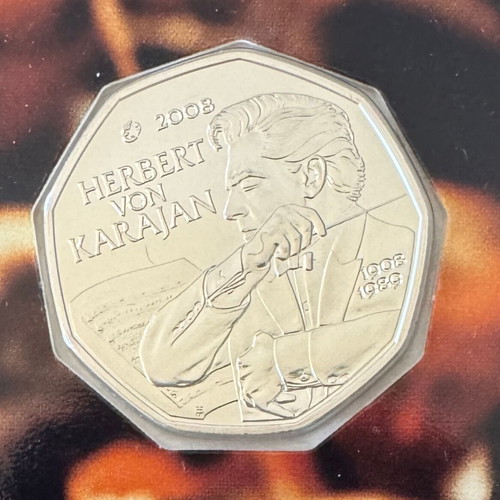 Austria 2008 5 Euro Coin Herbert von Karajan 100th Anniversary Silver BU Coincard