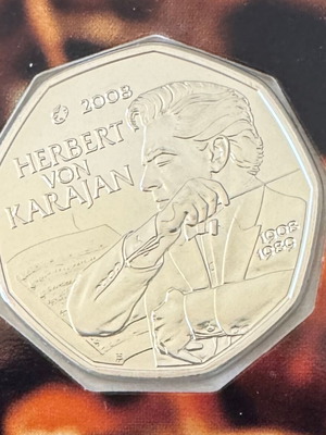 Austria 2008 5 Euro Coin Herbert von Karajan 100th Anniversary Silver BU Coincard