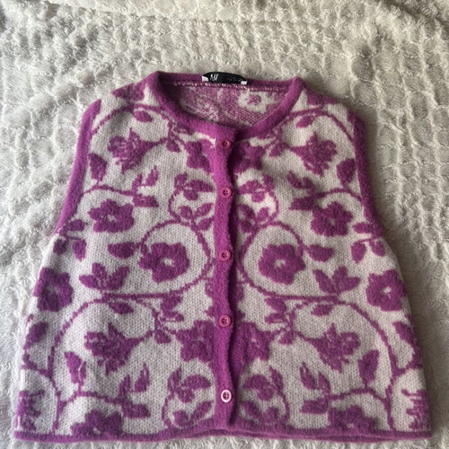 Zara Magenta Floral Knit Cardigan Size S Like New