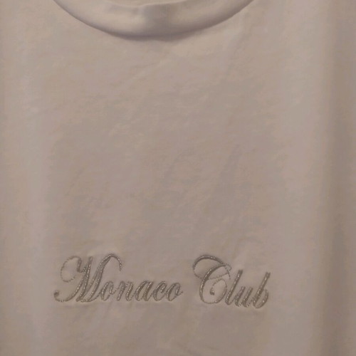 Pink Woman white t-shirt used with ruffles and embroidery, size L