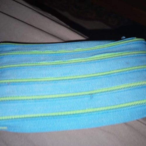ZiPit vintage toiletry bag like new, textile with neon zipper