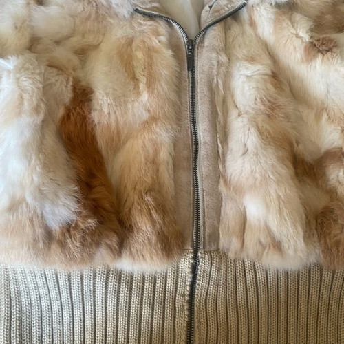 Natural rabbit fur jacket like new, beige