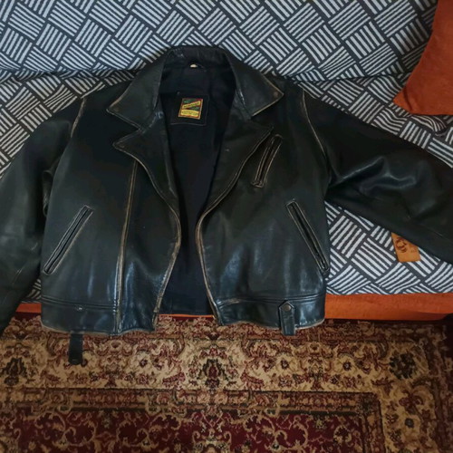 Vintage leather jacket Pontiac used, brown-black XL-XXL