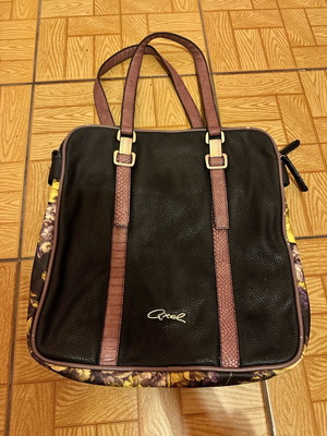 Axel shoulder bag used, large, black with floral details