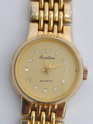 Simtoni 18k επιχρυσωμένο γυναικείο ρολόι quartz μεταχειρισμένο, λειτουργικό