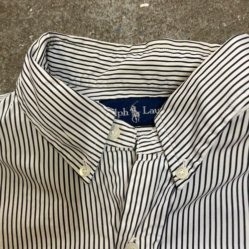 Ralph Lauren black and white striped dress shirt, M, embroidery