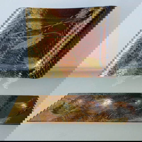 Σετ διακοσμητικών γυάλινων μεταχειρισμένο, πιατέλα και κηροπήγιο φθινοπωρινό σχέδιο