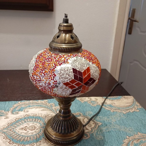 Vintage Turkish Handmade Mosaic Table Lamp like new